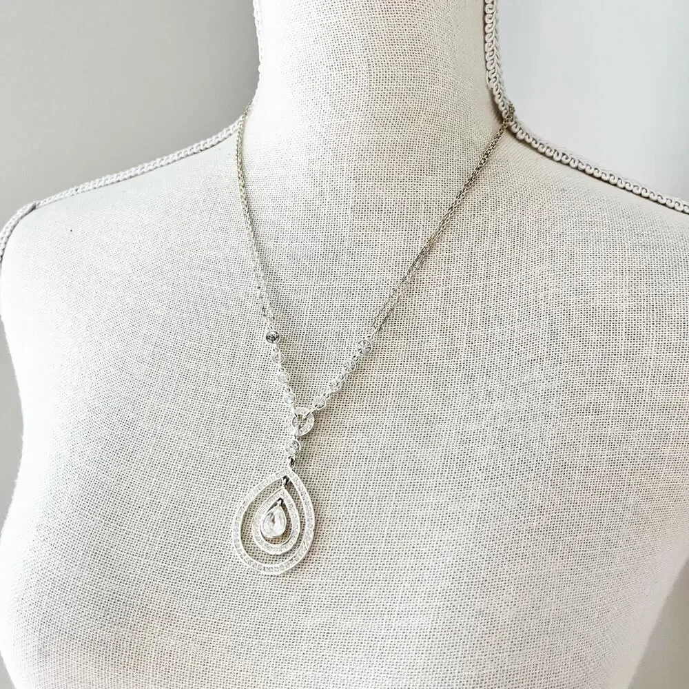 Givenchy Silver Crystal Teardrop Necklace - Picture 1 of 9